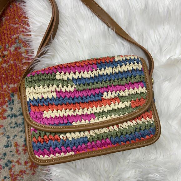 Boden Crossbody Bag Purse Colorful Woven Boho Summer Preppy - Picture 3 of 9